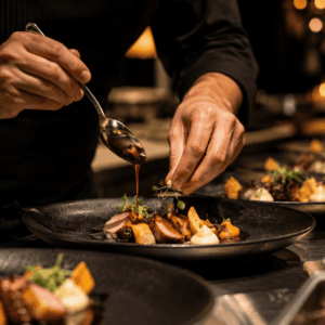 Chef plating at event
